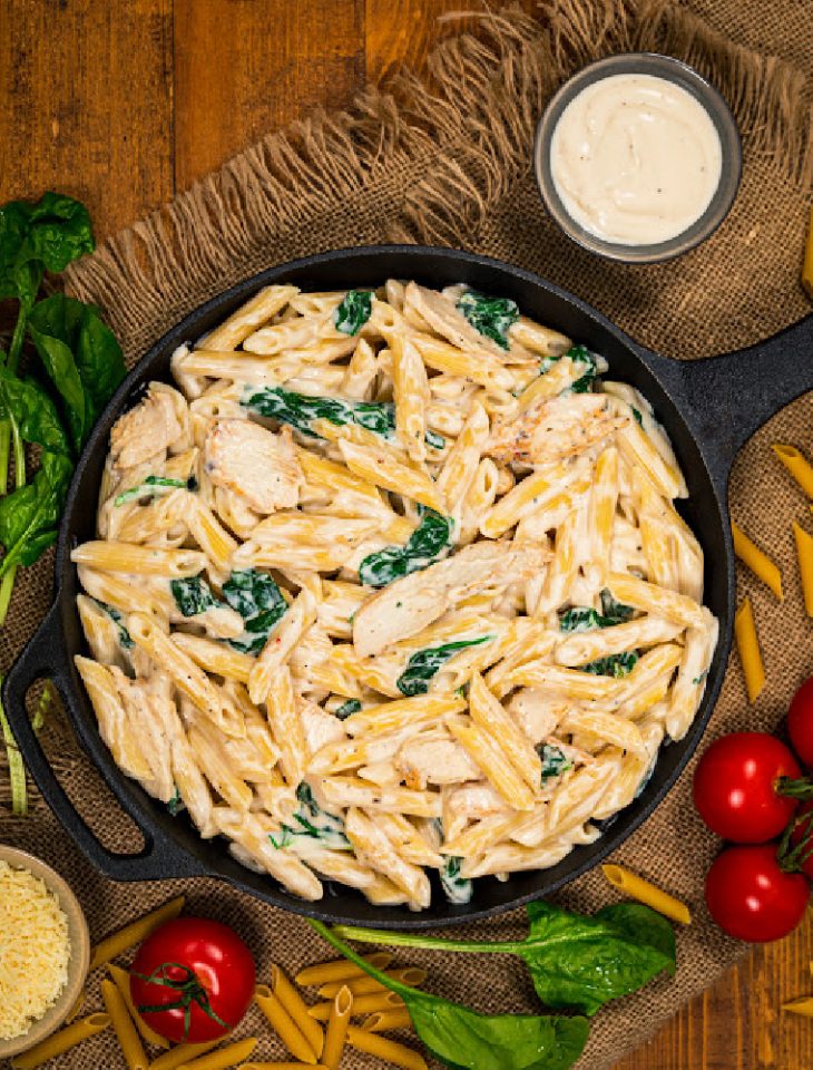 Pressure Cooker Chicken Alfredo with Jar Sauce • Loaves and Dishes