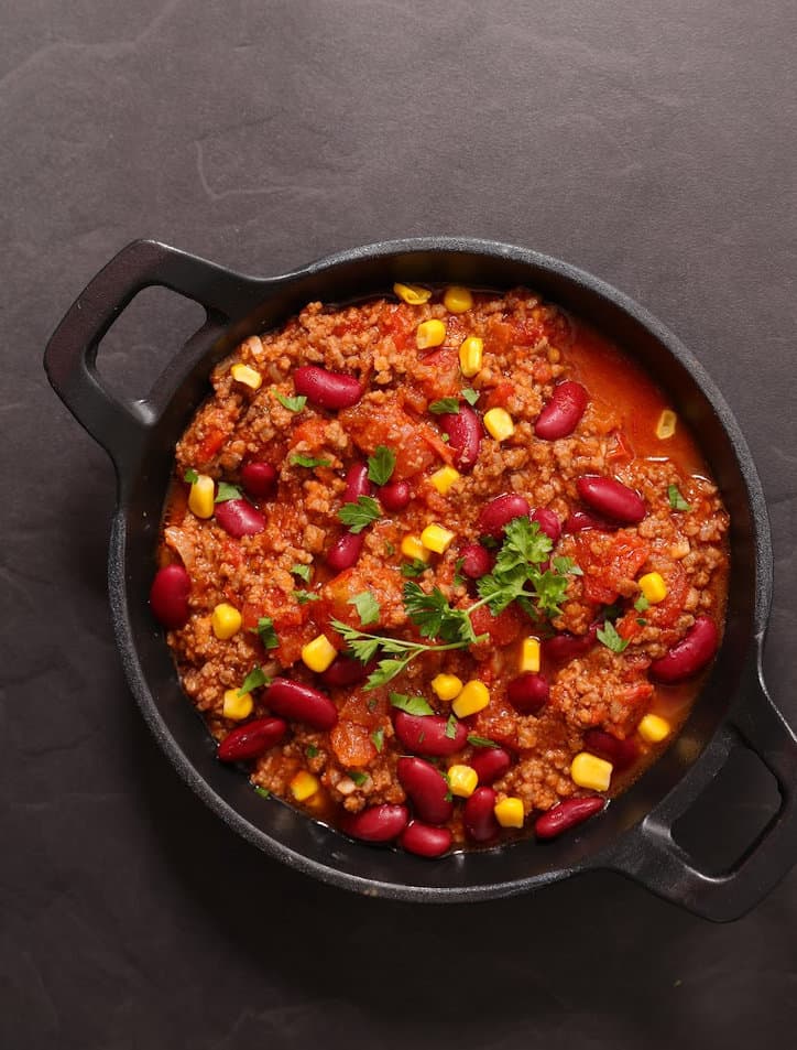 Taco seasoning in top chili