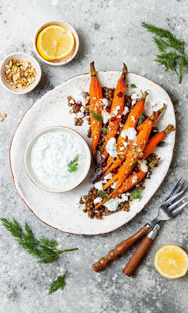 Vindaloo Curry Spiced Carrots on plate.