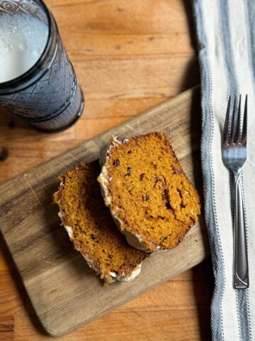 2 slices of pumpkin cranberry bread