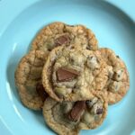 freshly baked cookies on a light blue plate